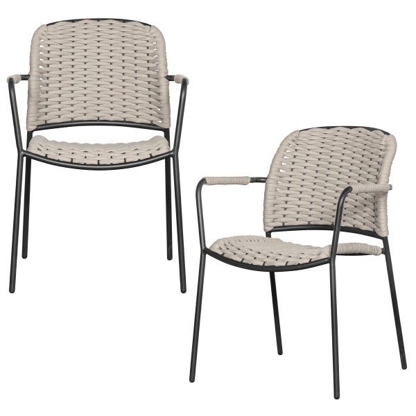 Image of SET OF 2 - TAKU DINING CHAIR WITH ARMREST POLYESTER SAND