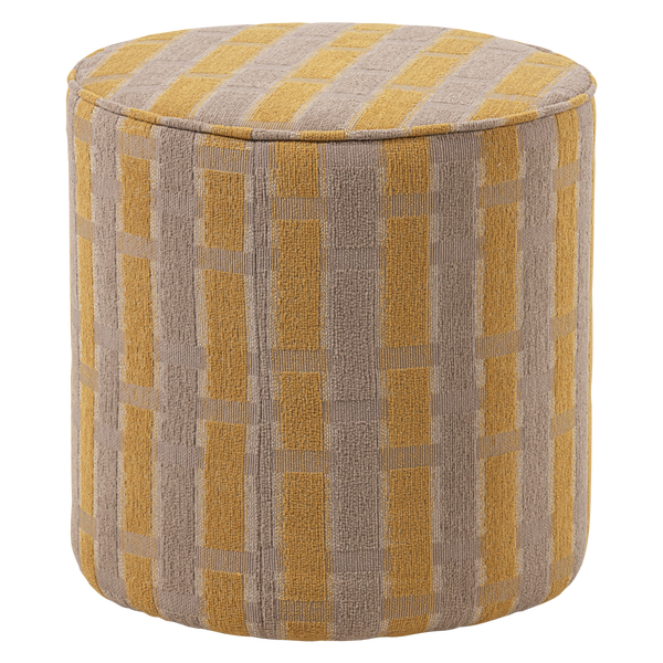 Afbeelding van SARLI POEF HOOG RUIT DESSIN CHENILLE TAUPE/GEEL [fsc]