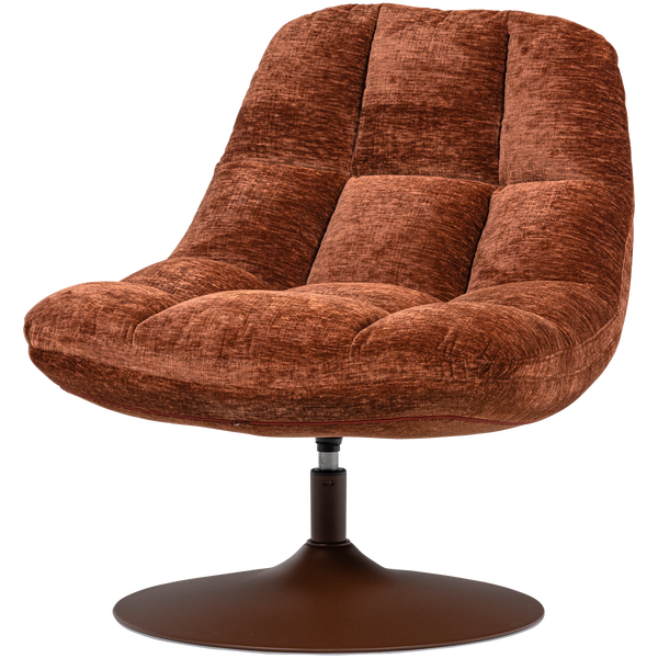 Image of ELVI SWIVEL ARMCHAIR CHENILLE TEXTURED RUST BROWN