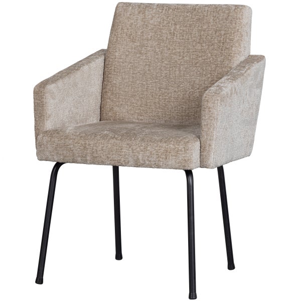 Image of MOUNT DINING CHAIR WITH ARMREST COARSE WOVEN FABRIC NATURAL