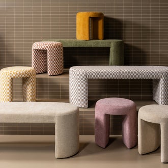Image of JACOB BENCH CHECKERED PATTERN SAND