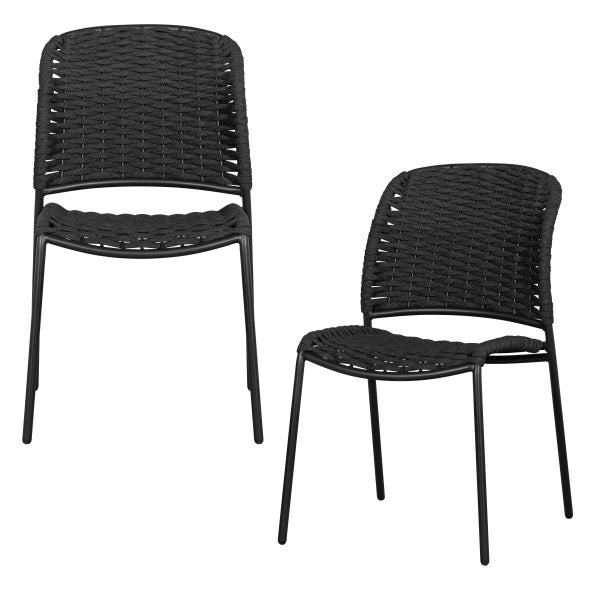 Image of SET OF 2 - TAKU DINING CHAIR WITHOUT ARMREST TEXTILE BLACK