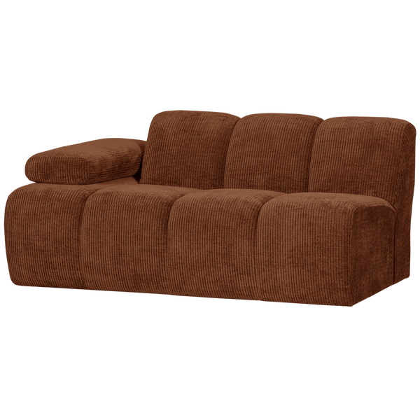 Image of MOJO 1,5-SEATER WITH ARM LEFT WOVEN RIB FABRIC RUST BROWN