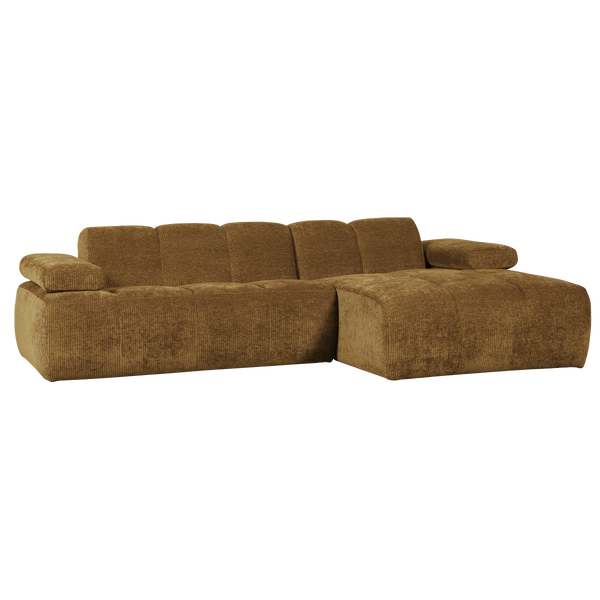 Image de MOJO CHAISE LONGUE CANAPE DROITE TISSU CÔTELÉ JAUNE MIEL