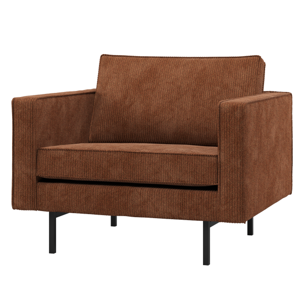Image of RODEO ARMCHAIR RIB FABRIC RUST BROWN