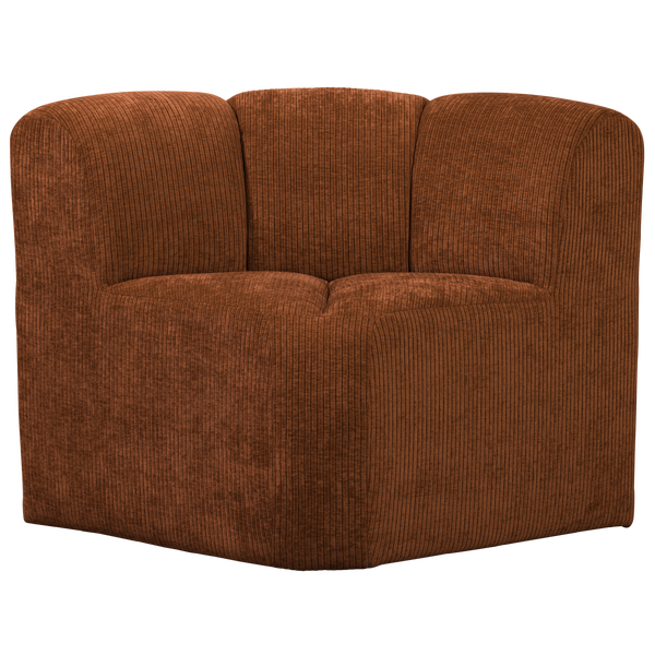 Image of MOJO DINING BENCH CORNER WITH BACKREST RIB FABRIC RUST BROWN