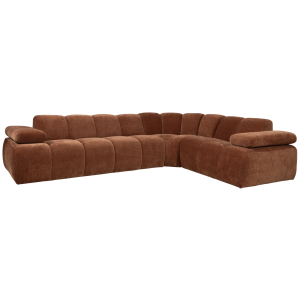 Image of MOJO CORNER SOFA RIGHT WOVEN RIB FABRIC RUST BROWN