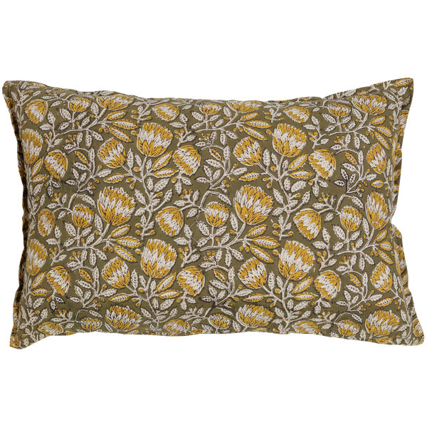 Image of BLOOM CUSHION WITH PRINT GREEN/BROWN 40x60CM