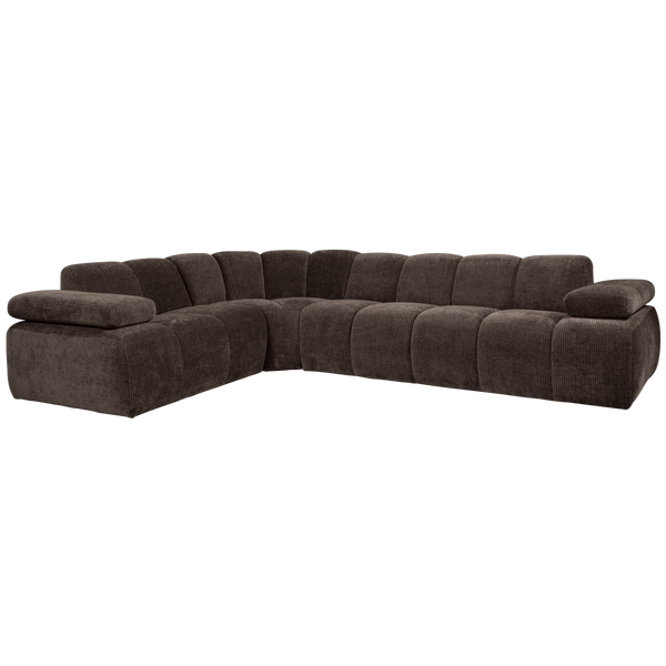 Bild von MOJO ECK SOFA LINKS GERIPPTER WEBSTOFF BRAUN