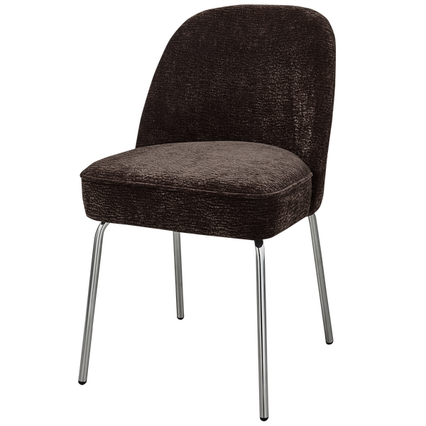 Image of VOGUE DINING CHAIR 3D CHENILLE DARK BROWN CHROME LEG