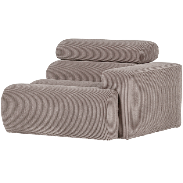 Image of NOVI 1-SEATER ELEMENT ARM RIGHT RIB FABRIC SAND