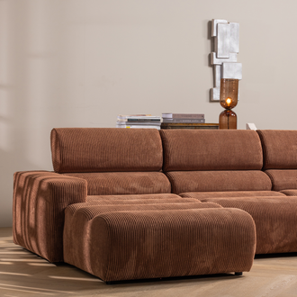 Image of NOVI CHAISE LONGUE SOFA LEFT RIB FABRIC TERRA