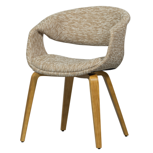 Image of YOSSI DINING CHAIR SAND WITH WOODEN LEG NATURAL
