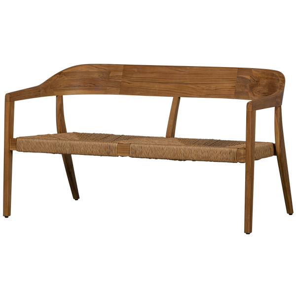 Image of CHENA GARDEN BENCH WITH ROUND BACK WICKER/TEAK NATURAL