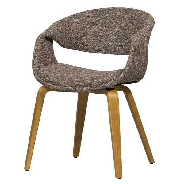 Image of YOSSI DINING CHAIR BROWN WITH WOODEN LEG NATURAL