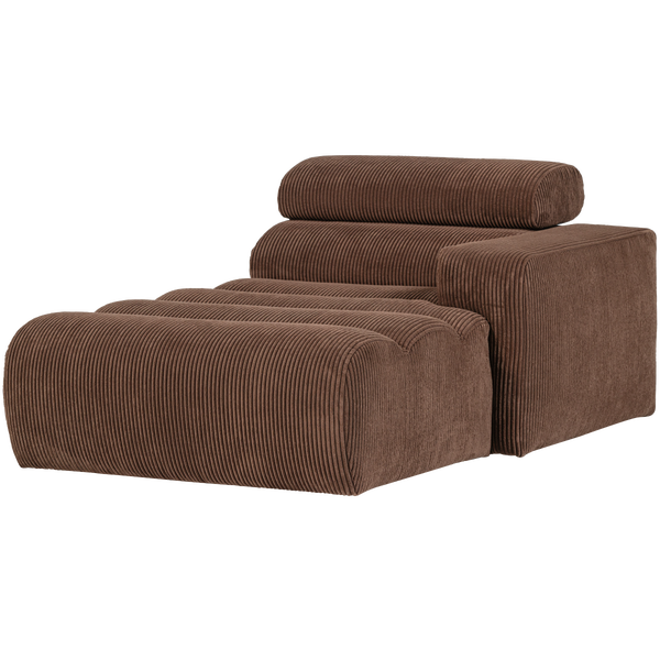 Image of NOVI CHAISE LONGUE ELEMENT ARM RIGHT RIB FABRIC MOCHA BROWN