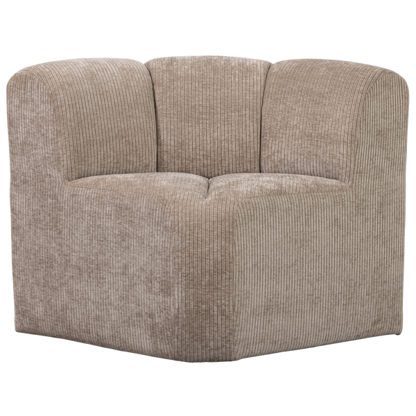 Image of MOJO DINING BENCH CORNER WITH BACKREST RIB FABRIC DARK SAND