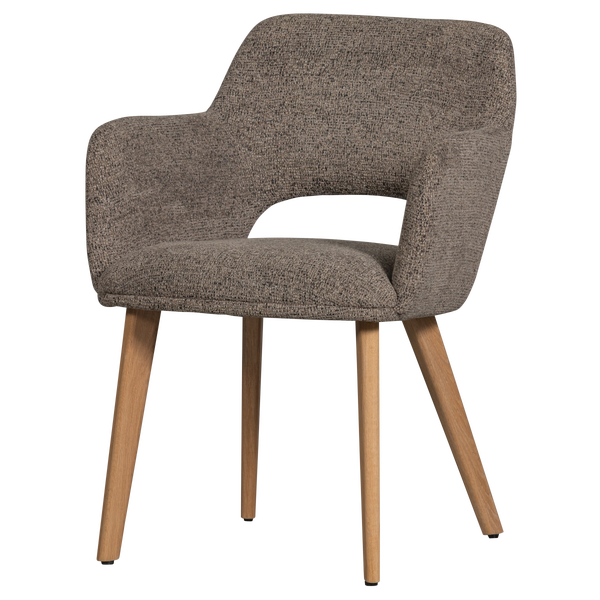 Image of MURAT DINING CHAIR TAUPE WITH WOODEN LEG NATURAL