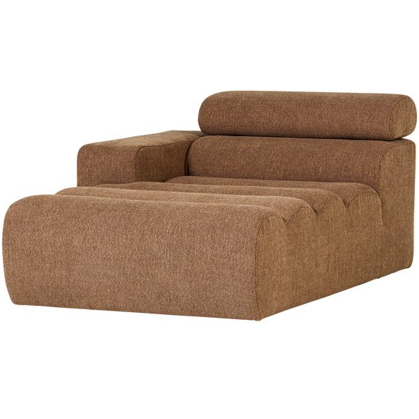 Image of NOVI CHAISE LONGUE ELEMENT LEFT BOUCLÉ CARAMEL BROWN