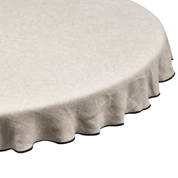 Image of STITCH ROUND TABLE CLOTH CONTRAST STITCHING NATURAL Ø140CM
