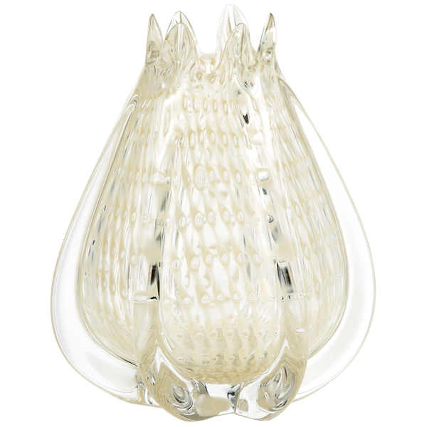 Image of CROWN HANDSHAPED VASE GLASS OFF WHITE 24x18CM