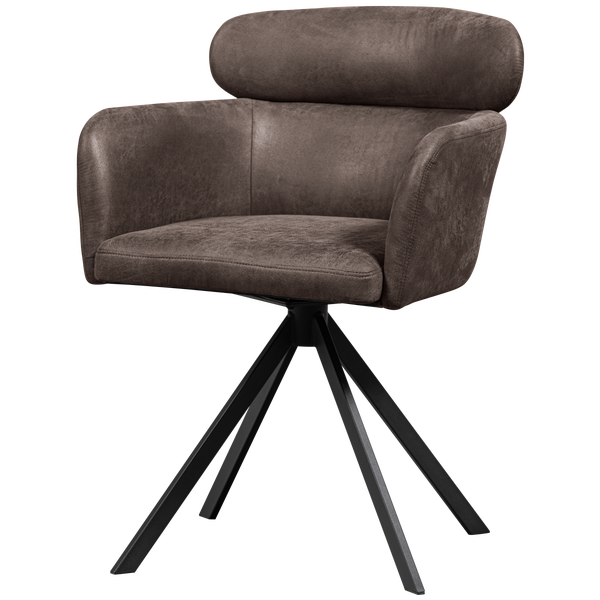 Image of FENNE SWIVEL DINING CHAIR LEATHER LOOK BLACK/GREY