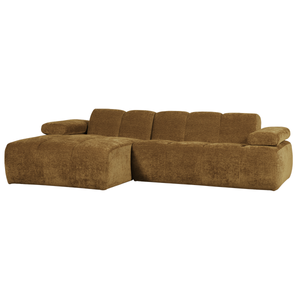 Image de MOJO CHAISE LONGUE CANAPE GAUCHE TISSU CÔTELÉ JAUNE MIEL