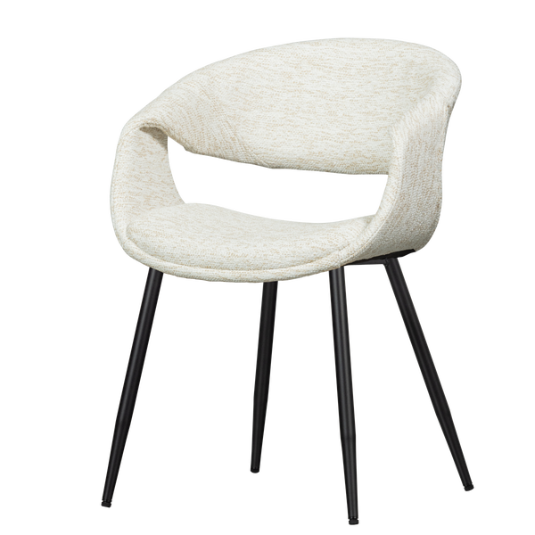 Image of YOSSI DINING CHAIR NATURAL WITH METAL LEG BLACK