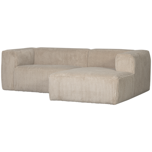Bild von BEAN CHAISE LONGUE SOFA RECHTS GERIPPTER STOFF TRAVERTIN