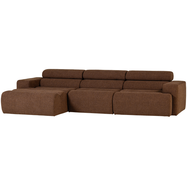 Image of NOVI CHAISE LONGUE SOFA LEFT BOUCLÉ MOCHA BROWN