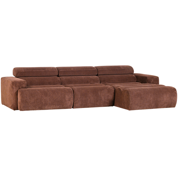Image of NOVI CHAISE LONGUE SOFA RIGHT RIB FABRIC TERRA