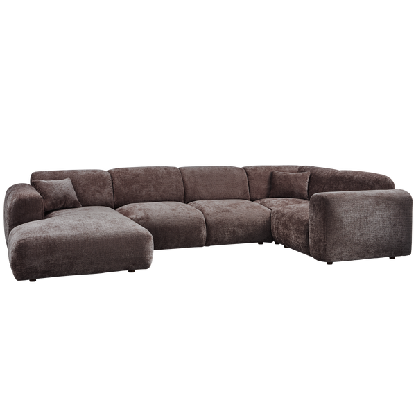 Image of CLOUD CORNER SOFA RIGHT WOVEN CHENILLE WARM BROWN