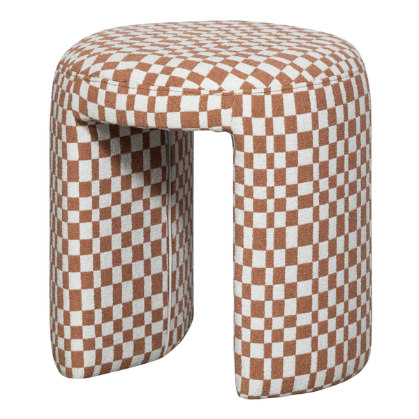 Image of CHARLIE UPHOLSTERED STOOL CHECKERED PATTERN ORANGE