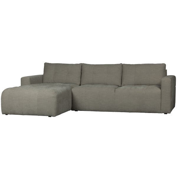 Image of BAR CHAISE LONGUE SOFA WOVEN FABRIC LEFT WARM GREY