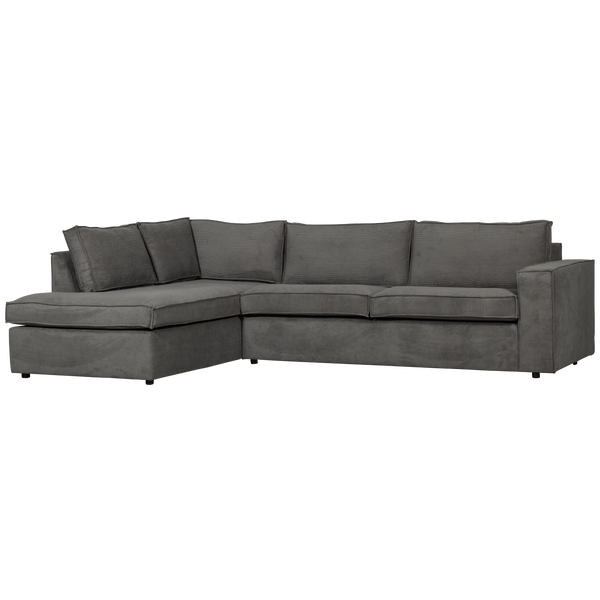 Image of THOMAS CORNER SOFA RIB FABRIC LEFT DARK GREY