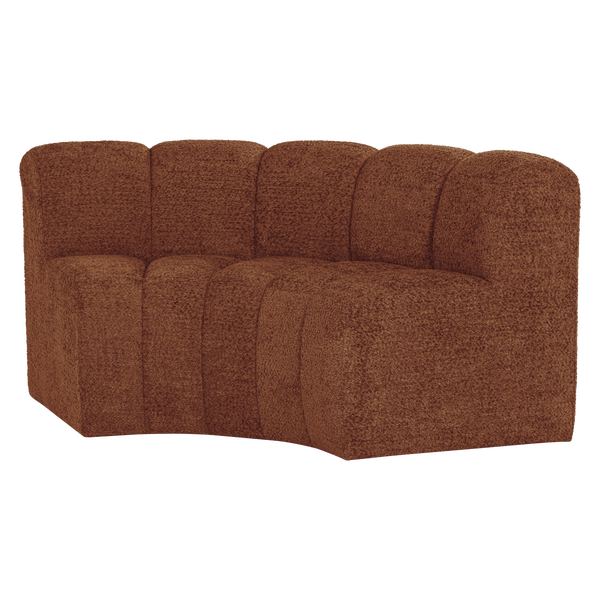 Afbeelding van MOJO EETBANK HALFRONDE HOEK LEUNING WOLLIG ROESTBRUIN [fsc]