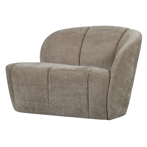 Image of MOJO 2-SEATER BENCH RIGHT WOVEN RIB FABRIC DARK SAND