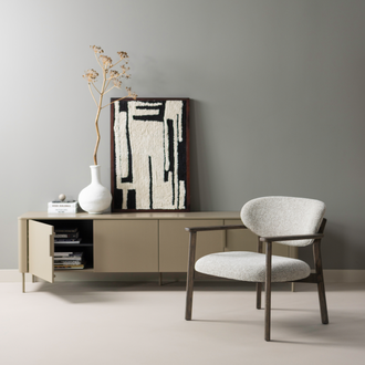 Image of UDAR ARMCHAIR NATURAL WITH WOODEN FRAME DARK BROWN
