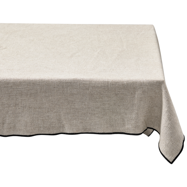 Image of STITCH TABLE CLOTH CONTRAST STITCHING NATURAL 140x250CM
