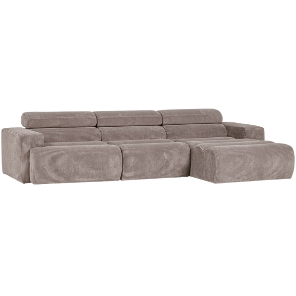 Image of NOVI CHAISE LONGUE SOFA RIGHT RIB FABRIC SAND