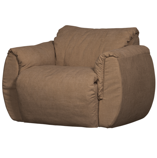 Image of BAGGY SWIVEL ARMCHAIR WOVEN CHENILLE BROWN