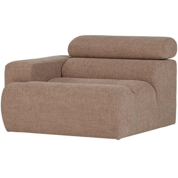 Image of NOVI 1-SEATER ELEMENT ARM LEFT BOUCLÉ TAUPE