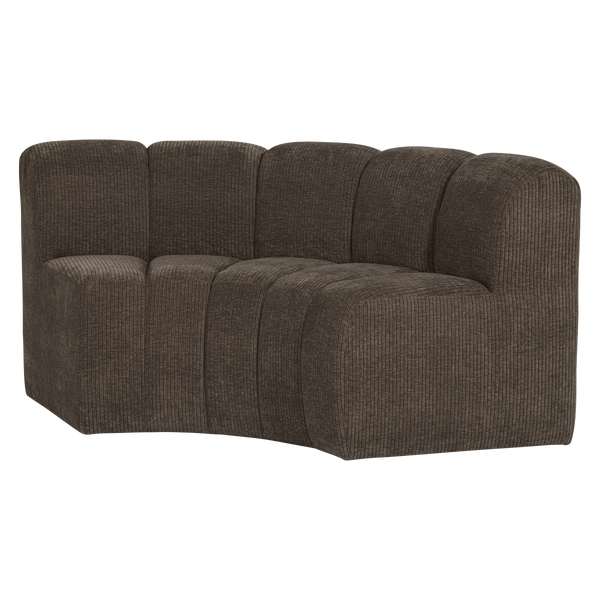 Afbeelding van MOJO EETBANK HALFRONDE HOEK RUGLEUNING RIBSTOF BRUIN [fsc]