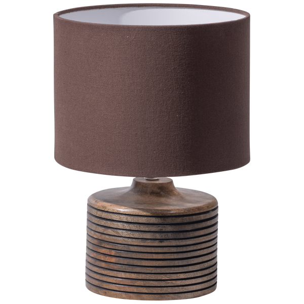 Image of MENZO TABLE LAMP WITH CARVING WOOD WARM BROWN