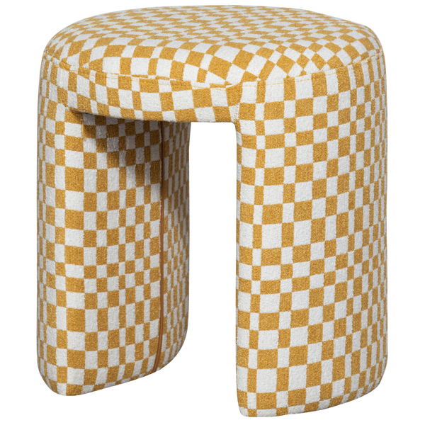 Image of CHARLIE UPHOLSTERED STOOL CHECKERED PATTERN YELLOW