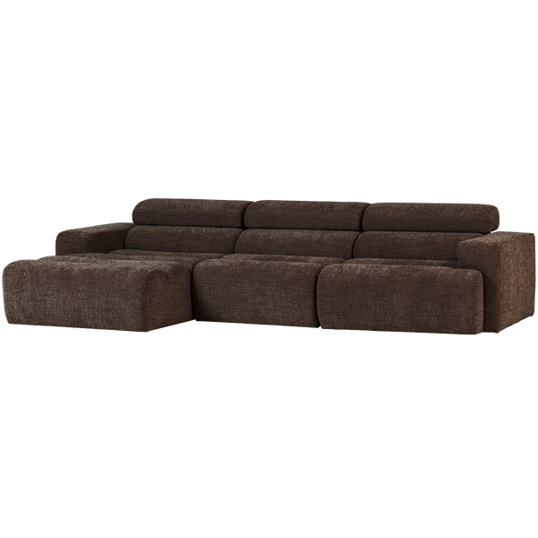 Image of NOVI CHAISE LONGUE SOFA LEFT DARK BROWN MELANGE