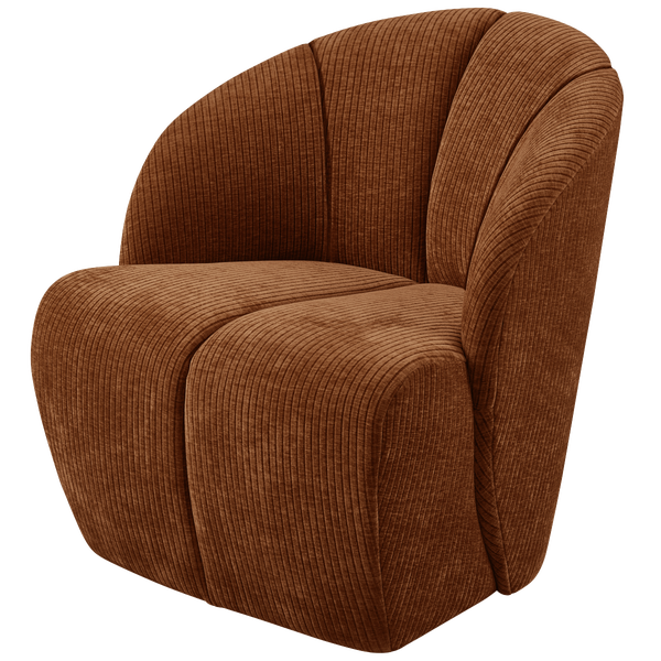 Image of MOJO SWIVEL ARMCHAIR WOVEN RIB FABRIC RUST BROWN