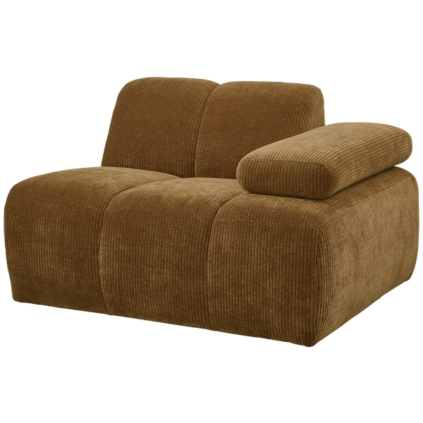 Image of MOJO 1-SEATER WITH ARM RIGHT WOVEN RIB FABRIC HONEY YELLOW