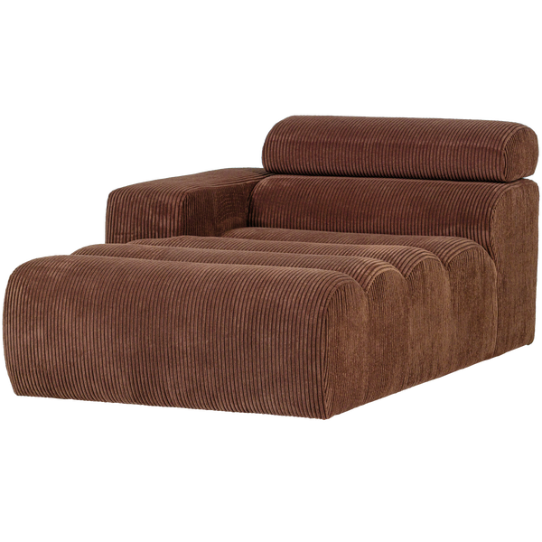 Image of NOVI CHAISE LONGUE ELEMENT ARM LEFT RIB FABRIC TERRA