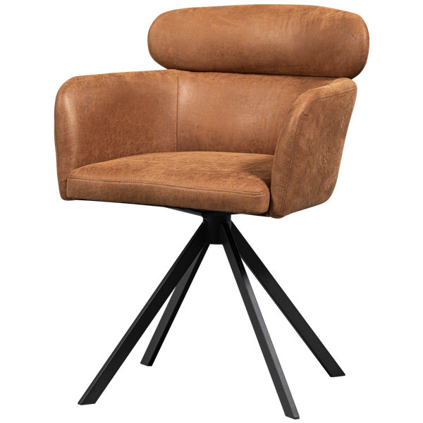 Image of FENNE SWIVEL DINING CHAIR LEATHER LOOK COGNAC